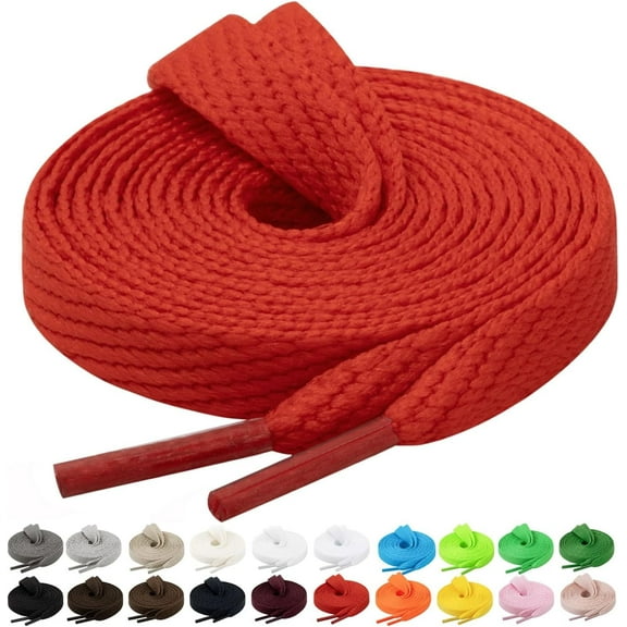 2 Pairs Flat Sneaker Shoe Laces 2/5" in 20 Colors, Wide Shoelaces for Athletic, Skate Shoes