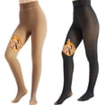 thumbnail image 1 of 2 Pairs Fleece Lined Tights Women, Thick Thermal Leggings Sheer Tights for Women, Fake Translucent Winter Warm Pantyhose Stockings, 1 of 6
