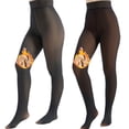 thumbnail image 1 of 2 Pairs Fleece Lined Tights Women, Thick Thermal Leggings Sheer Tights for Women, Fake Translucent Winter Warm Pantyhose Stockings, 1 of 6