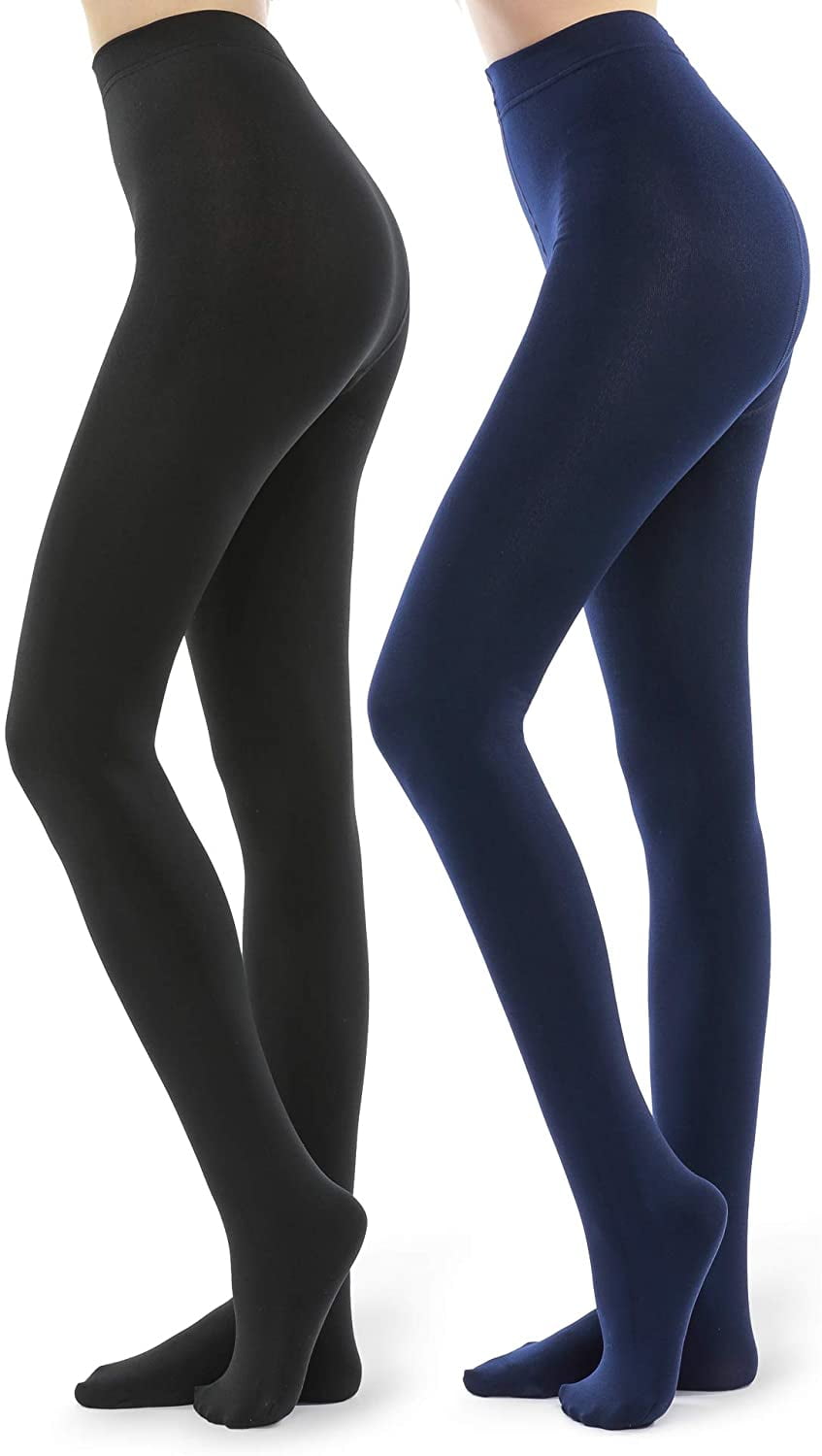 2 Pairs Fleece Lined Tights for Women - 100D Opaque Warm Winter