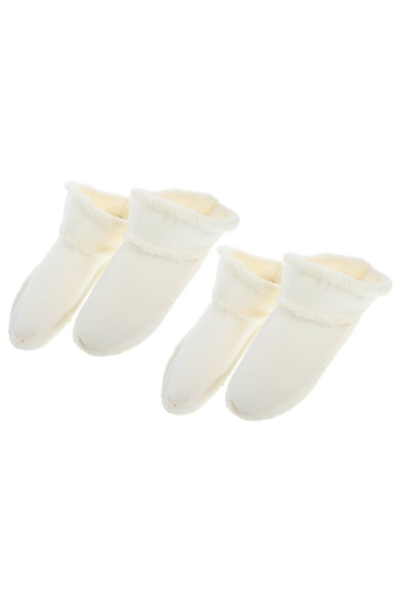 2 Pairs Fleece Shoe Cover Liner Slippers Pads Insert Clogs Warmth Warming White Cotton Plush Men and Women Woman