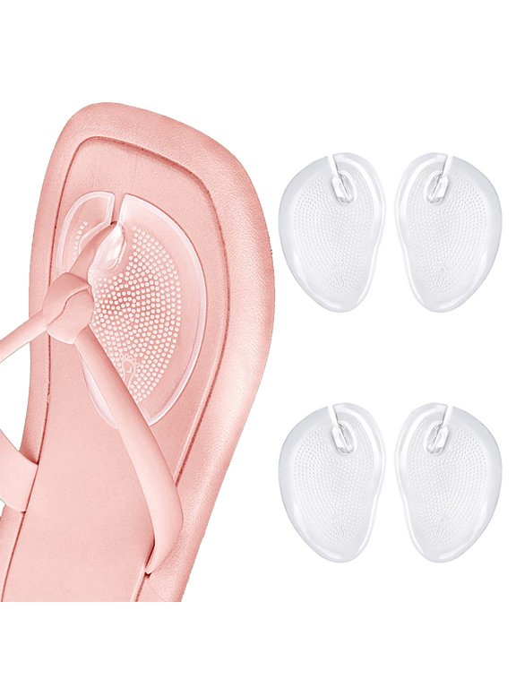 2 Pairs Flip Flops Grip Pads Self-Adhesive Sandal Cushions Pad Gel Insoles Pads for Thong Sandals