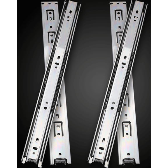 2 Pairs Full Extension Ball Bearing Drawer Slides 10 12 14 16 18 20 22 24 Inch 100 LB Load Capacity Side Mount File Cabinet Rails Dresser Metal Runner Trash Can Kitchen (16 Inch)