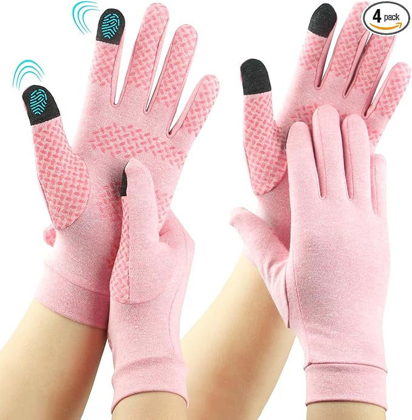 2 Pairs Arthritis Compression Gloves For Hand Pain Relief - Grey, Size Small