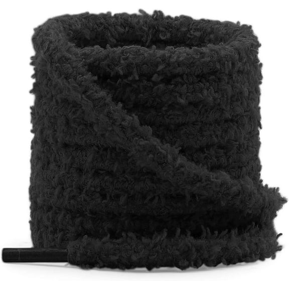 2 Pairs Fuzzy Round Shoe Laces Soft White Plush Thick Shoelaces Replacement Fluffy Shoe Strings 0.39 Inch Wide Elastic Shoestrings Laces for Sneakers Casual Shoes Boot Women Men -  47 inch / 120CM