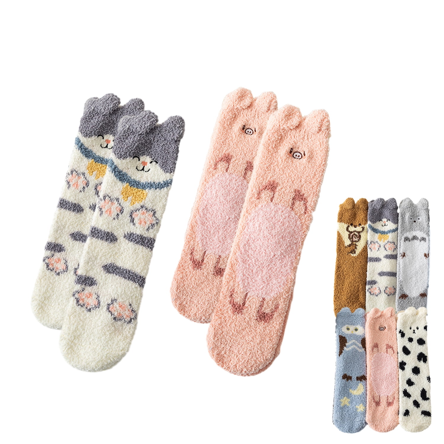 2 Pairs Fuzzy Socks, Slipper Socks with Grippers for Women and Man
