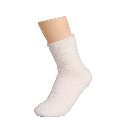 2 Pairs Fuzzy Socks for Women Men, Fluffy Thick Winter Soft Cozy Plush Sleep Socks, Warm Fleece Cabin House Sock for Home, Lounging, Relaxing, Cold Weather Daily Wear White
