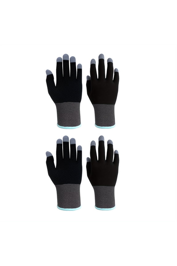 2 Pairs Gaming Touchscreen Gloves, 5-Finger Sensitive Control, Anti-Slip Dot Grip, Breathable 18-Gauge Nylon Lycra, Lightweight & Sweatproof, Thin Warm Gloves for Mobile Game