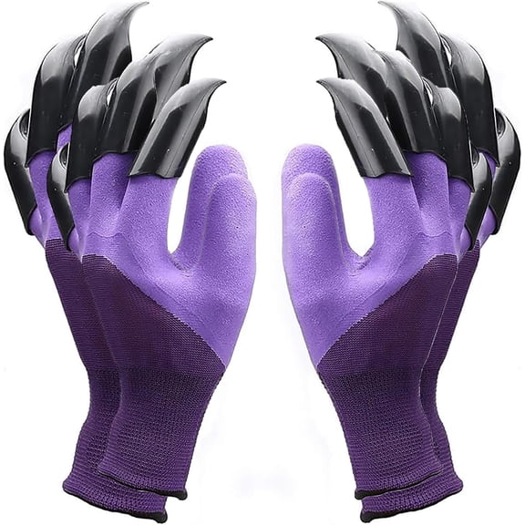 2 Pairs Garden Gloves,Gardening Work Gloves with Sturdy Claws Quick & Easy Purple