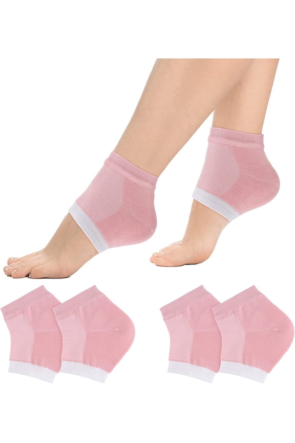 2 Pairs Gel Heel Socks Soft Moisturizing Socks for Cracked Heel Treatment Ventilate Open Toe Socks Day Night Care Skin Beauty Spa Treat Dry Hard Foot Men and Women (Pink)