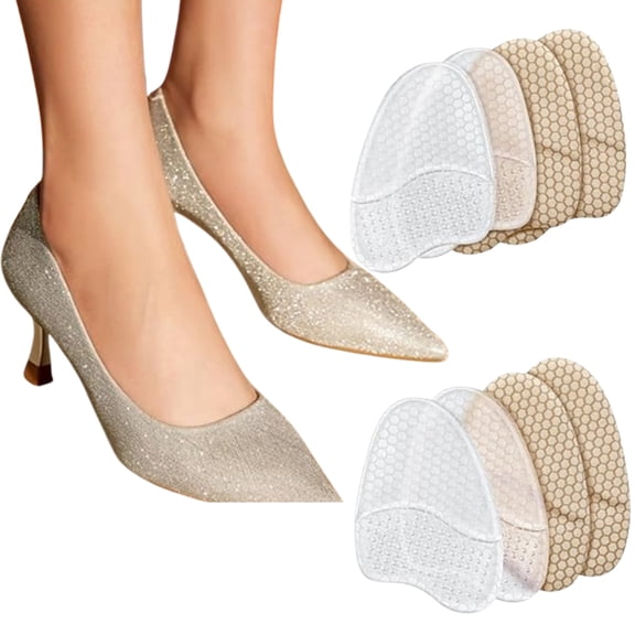2 Pairs Gel Metatarsal Pads, Anti-Slip & Invisible Ball of Foot Cushions and Heel Inserts, All-Day High Heel Pain Relief for Women, Perfect for Wedding, Party, Work