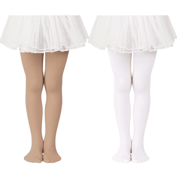 2 Pairs Girls Ballet Tights Thick Soft School Uniform Stockings for Girls Panty Hose Dance Leggings Convertible Tights 1-3T