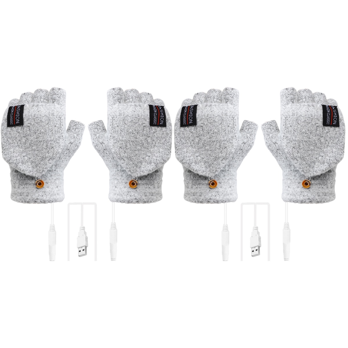 2 Pairs Gloves Thermal Electric Hand Warmers Rechargeable USB Heated