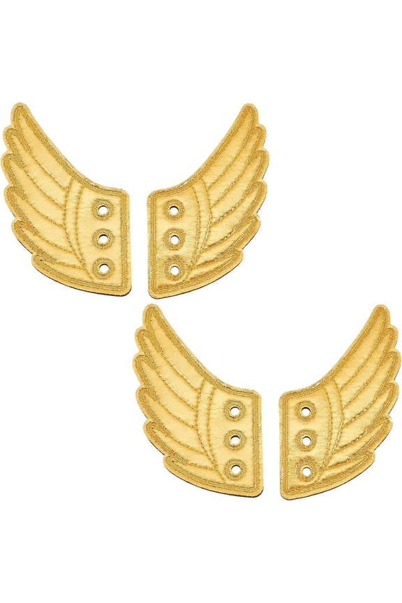 2 Pairs Gold Shoe Wings Shiny Charms Attractive Angel Shoes Decorations Accessory for Daily Sports Style Collocation Fashion Roller Skate High Top Canvas Sneaker Decor Supplies for diy