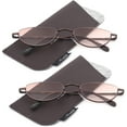 thumbnail image 1 of 2 Pairs Half Rim Moon Shape Metal Frame Spring Hinge Sunreader for Men for Women, Reading Glasses + 1.00, 1 of 3