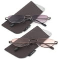 thumbnail image 1 of 2 Pairs Half Rim Moon Shape Metal Frame Spring Hinge Sunreader for Men for Women, Reading Glasses + 2.50, 1 of 3