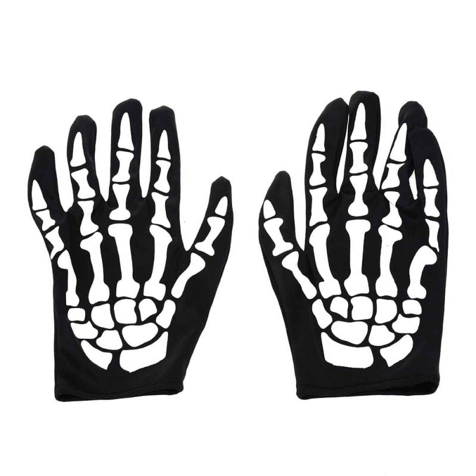 2 Pairs Halloween Accessories Skeleton Gloves for Kids