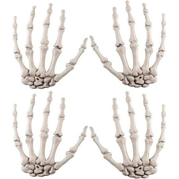 2 Pairs Halloween Skeleton Hands Plastic Skeleton Hands for April Fools' Day Easter Halloween Christmas Themed Party Decoration Props