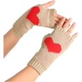 thumbnail image 1 of 2 Pairs Heart Fingerless Knit Gloves Thumb Hole Soft Hand Warmers Knitting Wrist Warmer Gloves Mittens for Women Unisex Typing Driving Gift Supplies Colorful, 1 of 5