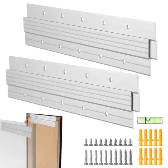 2 Pairs Heavy Duty French Cleat Picture Hanger, 12 Inch Interlocking Z Bar Hanger, Heavy Load Capacity, Aluminum Alloy Mirror Hanging Kit with Level, Screws, Wall Anchors