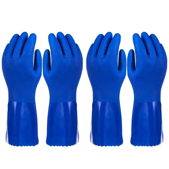 Juvale Rubber Dishwashing Gloves - Heavy Duty Rubber Gloves for Cleaning - Waterproof Kitchen Protection for Women - Cotton-Lined Grip Design - Large, Pack of 2, Blue