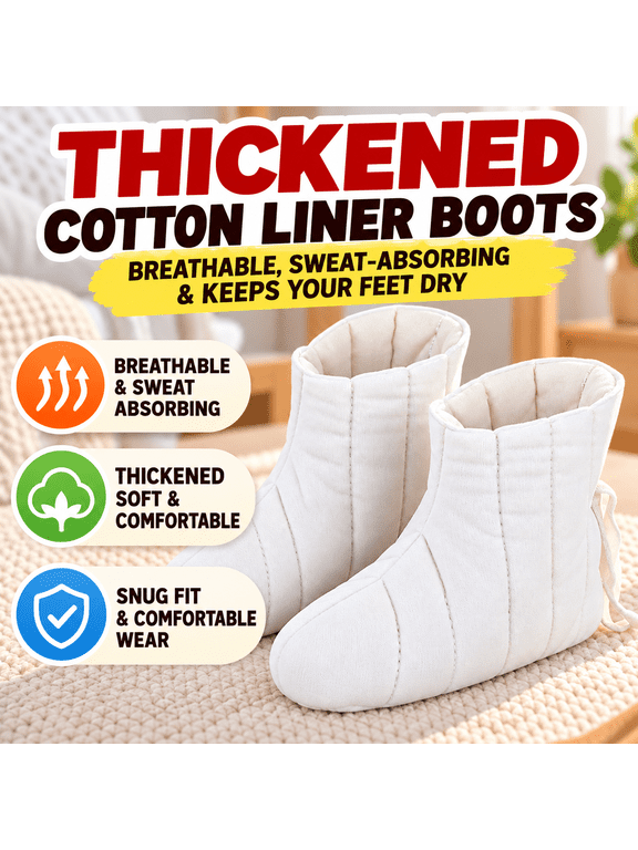 2 Pairs Heavyweight Thermal Boot , Cold Weather Cotton Blend Liners, White, US Men's 7-10.5, 3 Sizes