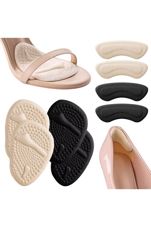 2 Pairs Heel Grips for Womens Shoes, Shoe Pads Inserts, Heel Pads for Shoes Women - Shoe Heel Inserts, Toe Inserts for Shoes Too Big - Shoe Cushions for Women