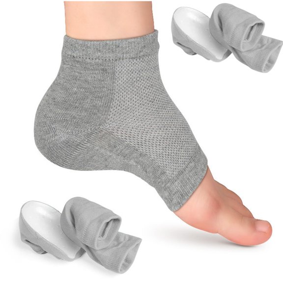 2 Pairs Height Increase Socks, Comfortable Height Increase Insoles Height Max Socks Invisible Shoe Lift Heel Pads Height Booster Socks for Women Men (Grey, 3.5cm)