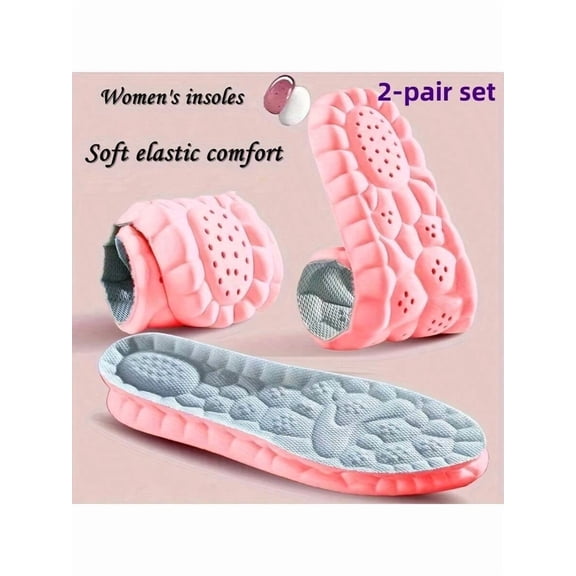 2 Pairs High Elastic Shock-Absorbing Sports Insoles, Ultra-Soft & Flexible, Anti-Sweat, Breathable, Cuttable for Women's Foot Pain Relief and Long-Lasting Comfort