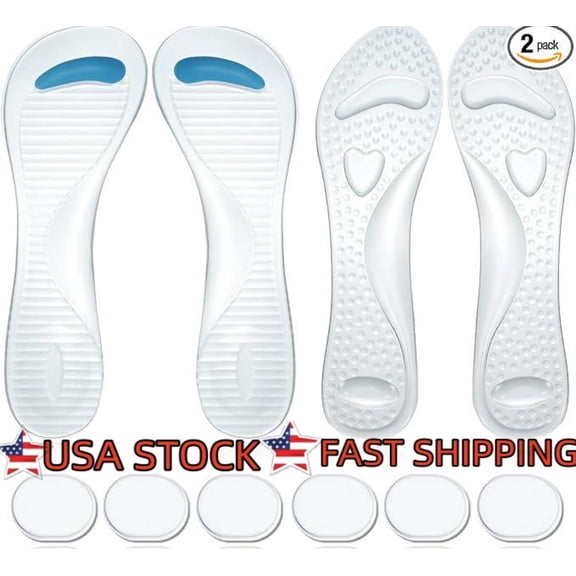 2 Pairs High Heel Cushion Inserts Women and 6 Pcs Gel Heel Pads,