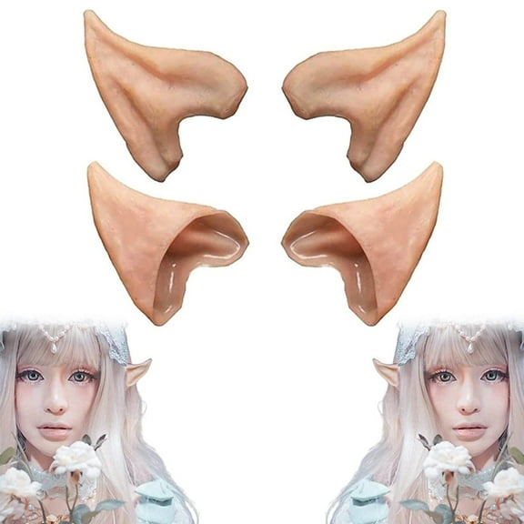 2 Pairs IC ICLOVER Elf Ears Halloween Cosplay Fairy Pixie Elf Ears Soft Pointed Ears Tips Anime Party Dress Up Costume Masquerade Accessories Elven Vampire Fairy Ears (2 Pairs)