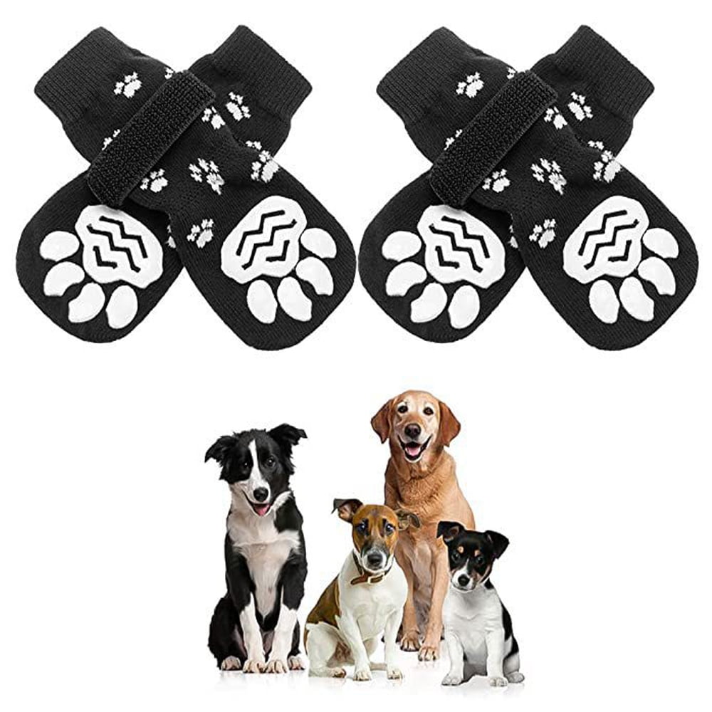 2 Pairs Indoor Non Slip Socks for Dogs Soft Adjustable Paw Protection for Old Dog with Strap