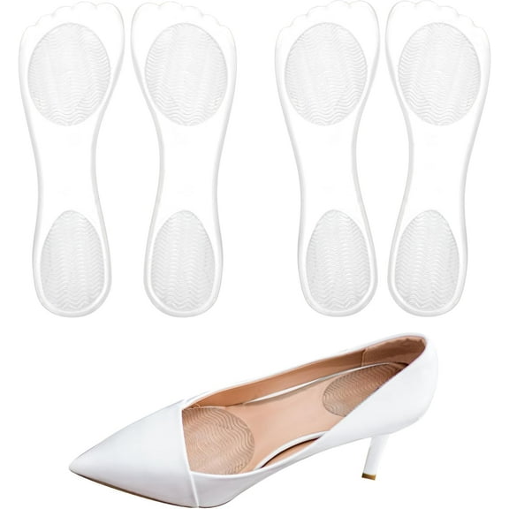 2 Pairs of Inserts for High Heels, 3/4 Gel Cushion Insoles for Women Non-Skidding Adhesive Shoe Pads Comfortable Dress Shoe Insoles for High Heels for Sandals Flats Boots Pumps(Clear)