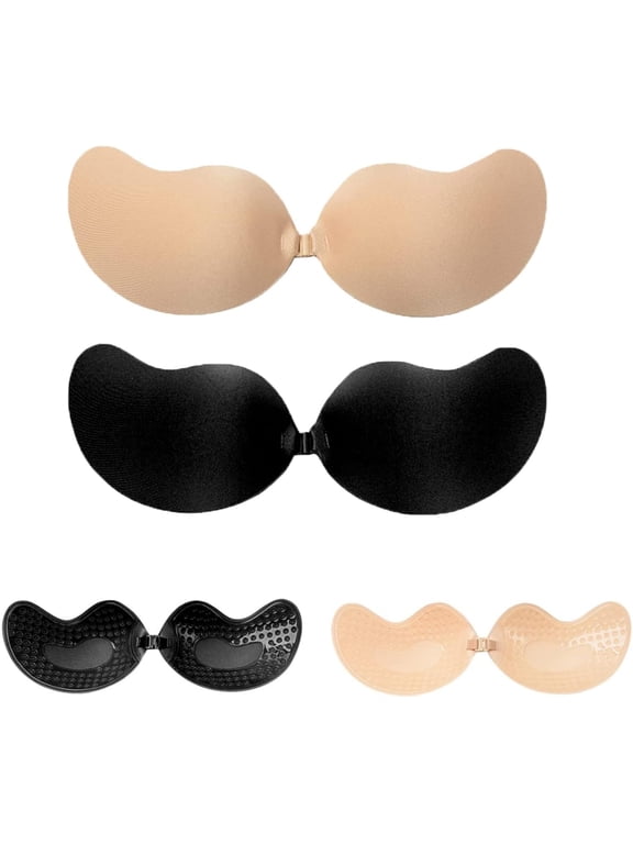 2 Pairs Invisibility Push Up Bra, New Backless Strapless Adhesive Invisible Bra, Push Up Bras for Womens, Reusable Invisible Bra