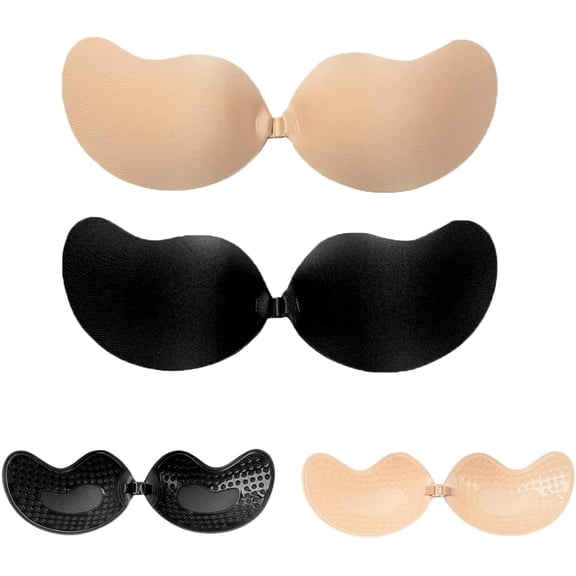 2 Pairs Invisibility Push Up Bra, New Backless Strapless Adhesive Invisible Bra, Push Up Bras for Womens, Reusable Invisible Bra