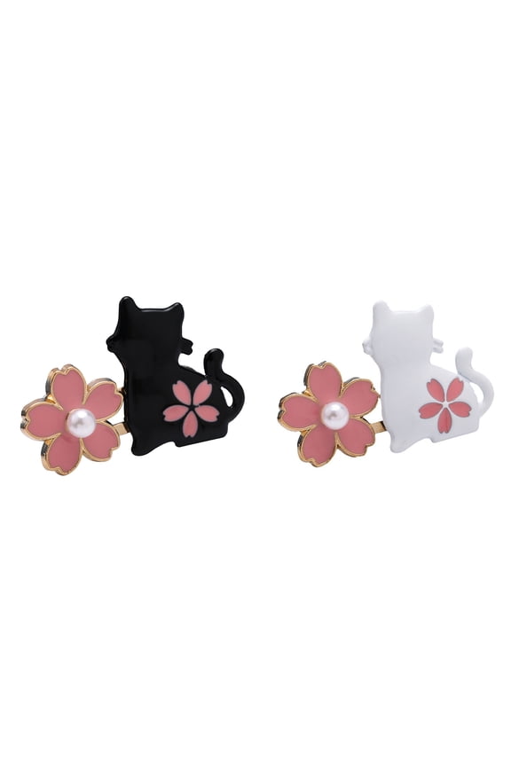 2 Pairs Jeans Buttons Pins Flower Cats Jean Waist Buckles No Sewing Required Trousers Waist Tightener for Dresses Jeans