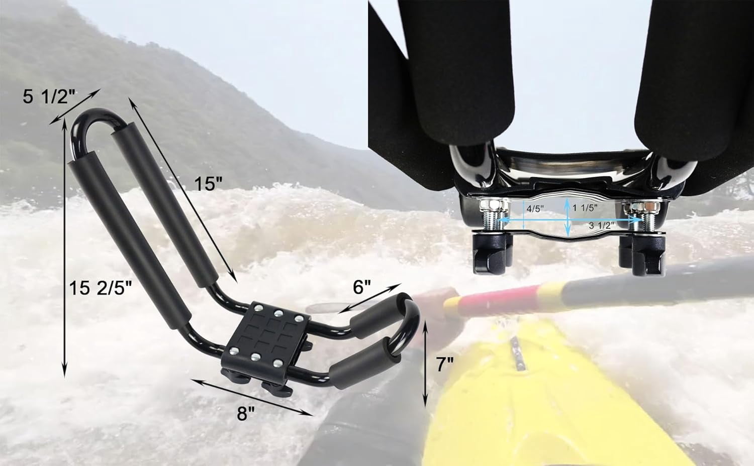 2 Pairs Kayak Rack J-Bar Car Roof Rack for Canoe Carrier Paddle ...