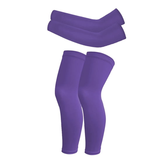 2 Pairs Kids Arm Sleeves and Leg Sleeves for Basketball 4-17 Year Girls Boys UV Sun Protection Sleeves Non Slip Leg Wraps for Football Cycling Outdoor Sports S-XL