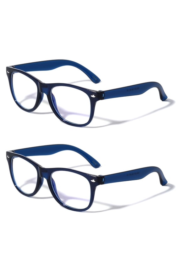 2 Pairs Kids Blue Light Blocking Glasses, Anti Eyestrain & UV Protection, Computer Gaming TV Phone Glasses for Boys Girls - Clear Lens Eye Glasses (Age 3-10)