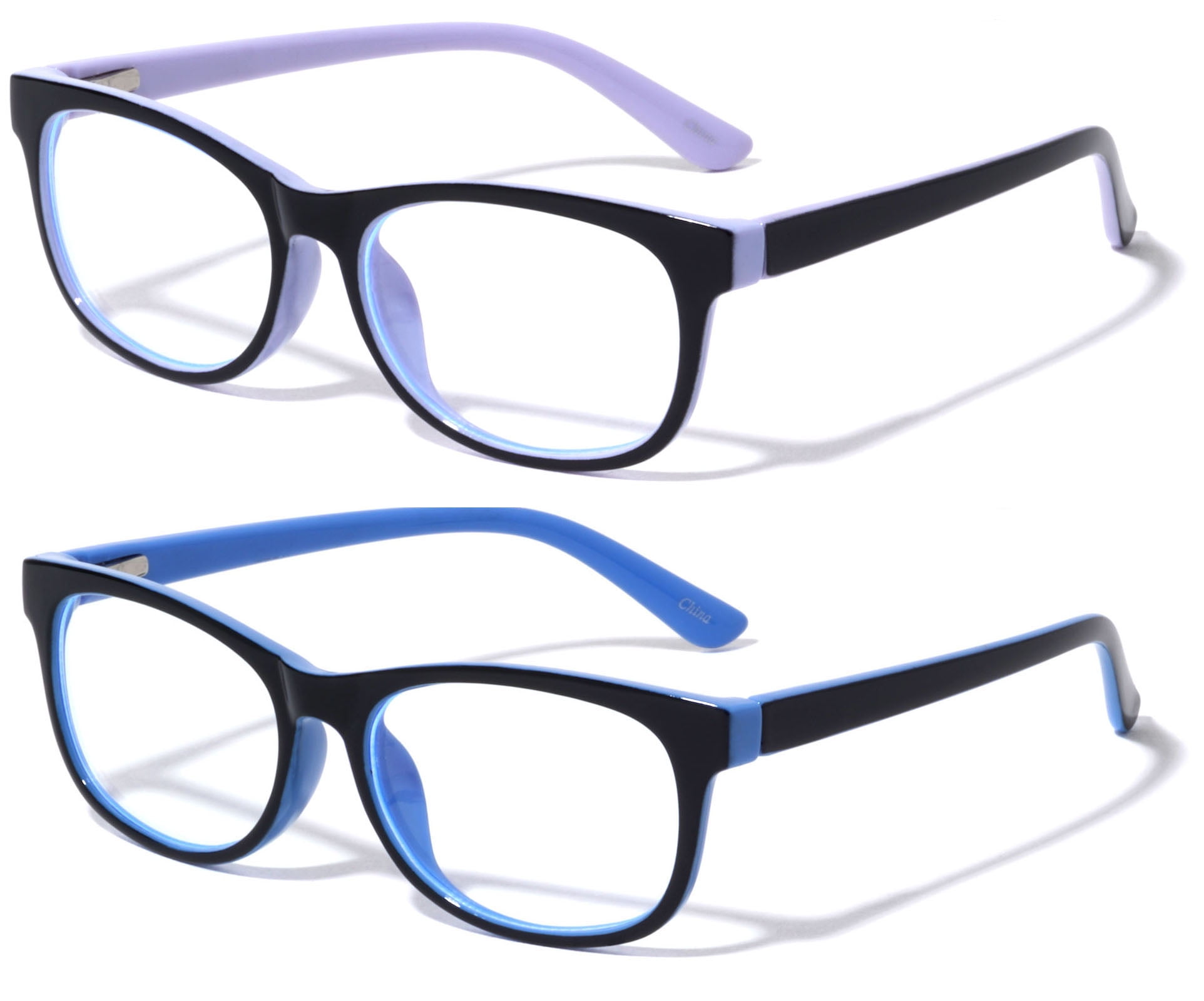 2 Pairs Kids Blue Light Blocking Glasses, Anti Eyestrain & UV