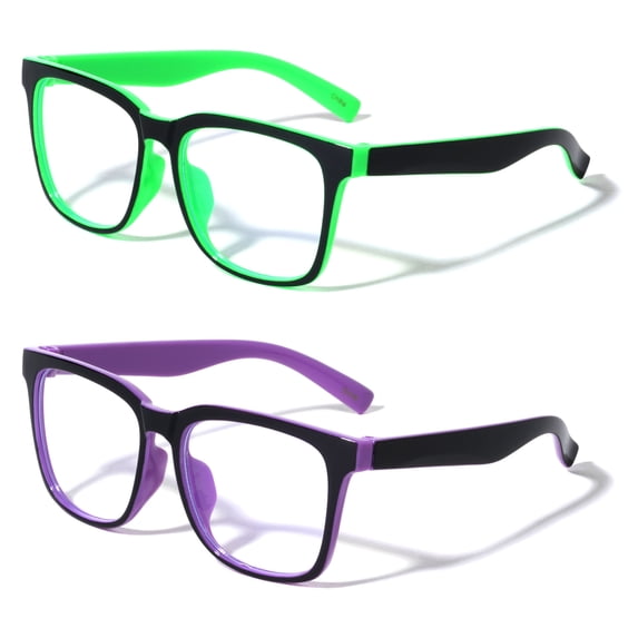 2 Pairs Kids Blue Light Blocking Glasses, Anti Eyestrain & UV Protection, Computer Gaming TV Phone Glasses for Boys Girls - Clear Lens Eye Glasses (Age 4-11)