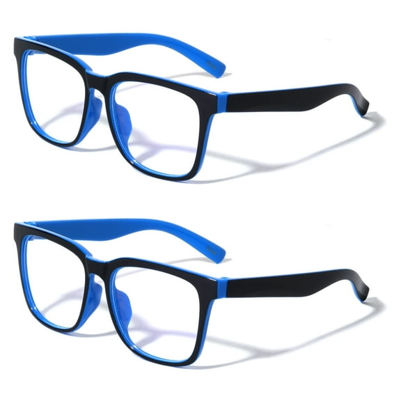 2 Pairs Kids Blue Light Blocking Glasses, Anti Eyestrain & UV Protection, Computer Gaming TV Phone Glasses for Boys Girls - Clear Lens Eye Glasses (Age 4-11)