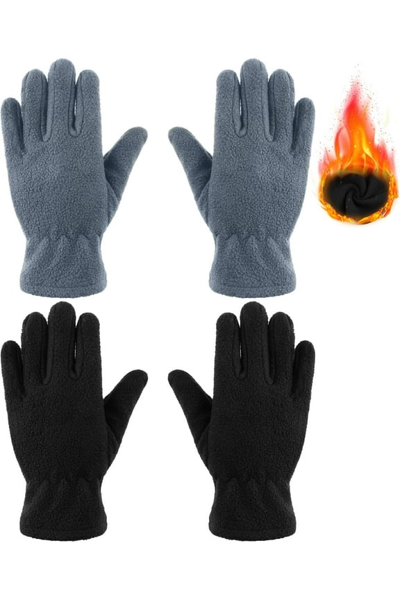2 Pairs Kids Fleece Gloves Boys Full Fingers Gloves Girls Warm Kids Gloves Kids Winter Gloves Toddler Fleece Mittens