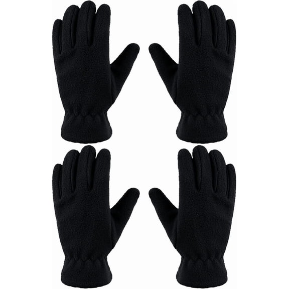 2 Pairs Kids Fleece Gloves Full Finger Winter Warm Gloves Cold Weather Mittens for Boy Girl