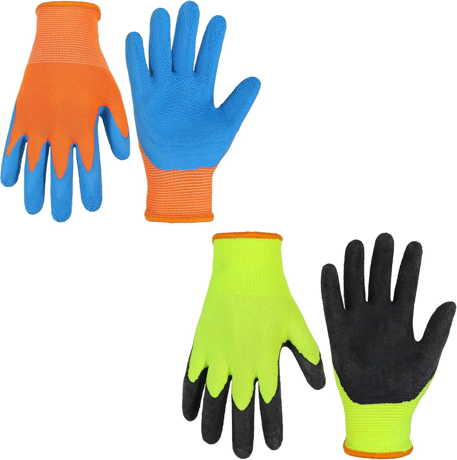 2 Pairs Kids Gardening Gripper Gloves, Foam Rubber Coated Children Toddler Garden Yard Work Outdoor Playing Gloves for Girls Boys (Size M)