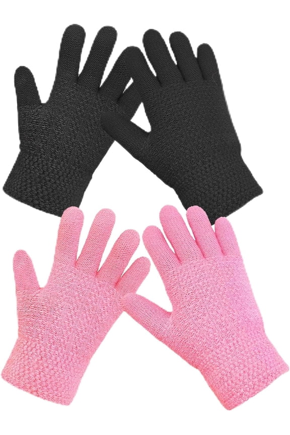 2 Pairs Kids Winter Gloves, Warm Thermal Thick Knitted Gloves for Girls Boys, Fleece Snow Glove for Cold Weather Outdoor