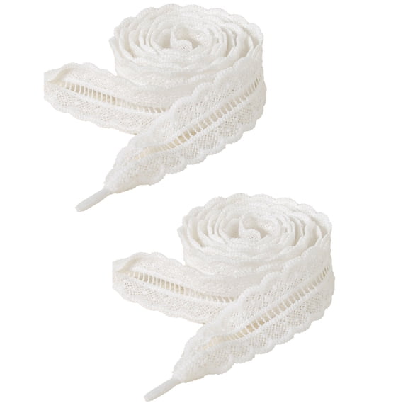 2 Pairs Lace Trim Shoelaces Decorative Ruffled Shoe Lace Anti Slip Milk Silk Fabric Shoelaces For Sneakers Trainers Boot