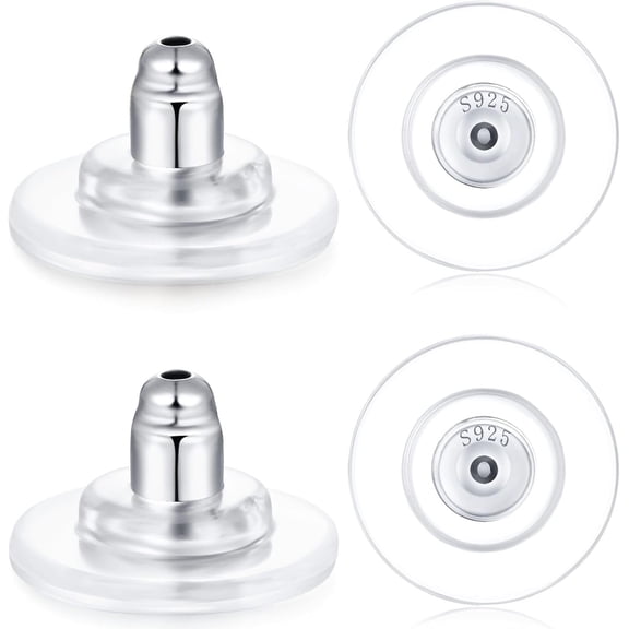 2 Pairs Large Earring Backs,925 Sterling Silver Earring Backs Replacements for Diamond Studs,14K Gold Plated Hypoallergenic Secure Earring Backs (12MM Silver)