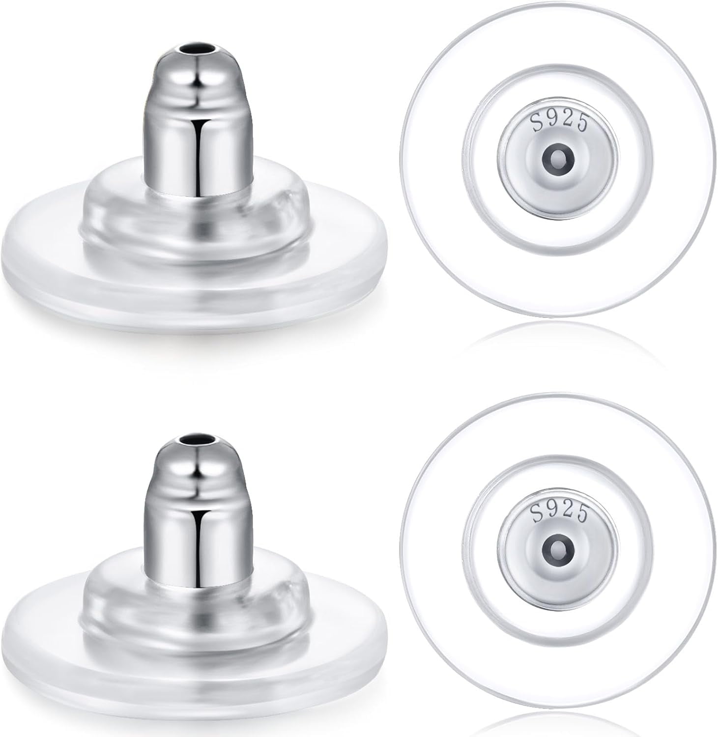2 Pairs Large Earring Backs,925 Sterling Silver Earring Backs Replacements for Diamond Studs,14K Gold Plated Hypoallergenic Secure Earring Backs (12MM White)