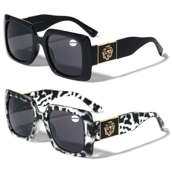2 Pairs Large Oversized Bold Women Bifocal Reading Sunglasses Reader Glasses Lion Head +3.00